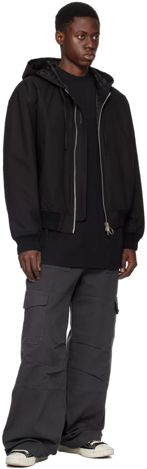 ACNE STUDIOS Black Padded Bomber Jacket In 900 Black