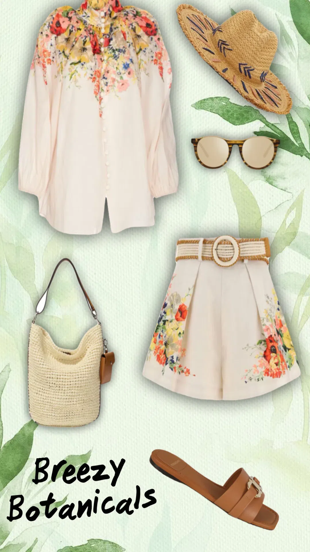 ZIMMERMANN + Net Sustain Alight Belted Pleated Floral-print Linen Shorts In Ivory Floral