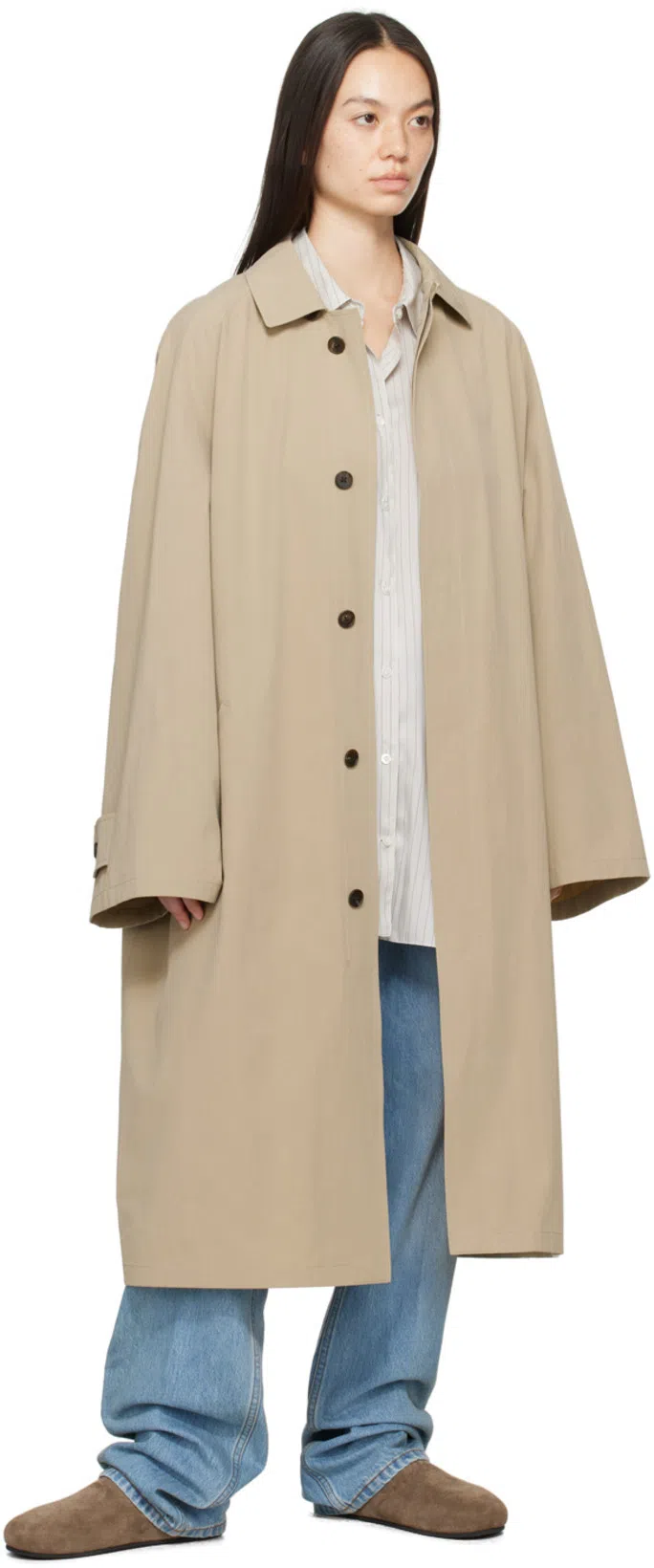 THE ROW Hugo Grey Slides In Cream