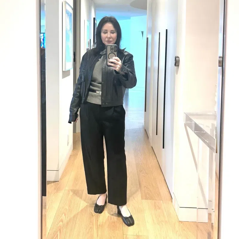 MAISON MARGIELA Tabi Leather Ballerina Flats In Black