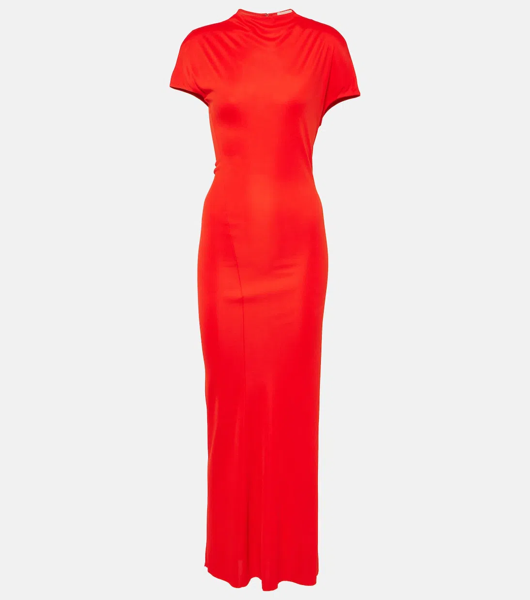 KHAITE Yenza Mockneck Jersey Maxi Dress In Fire Red