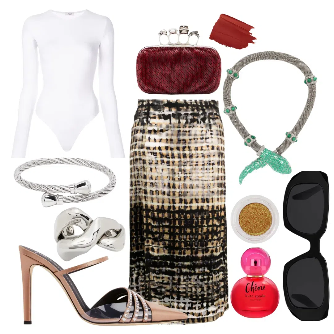 ALEXANDER MCQUEEN Skull Four Ring Embellished Clutch In Black