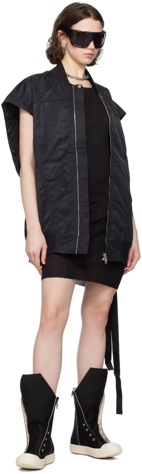 RICK OWENS DRKSHDW Black Jumbo Flight Bomber Jacket In 09 Black