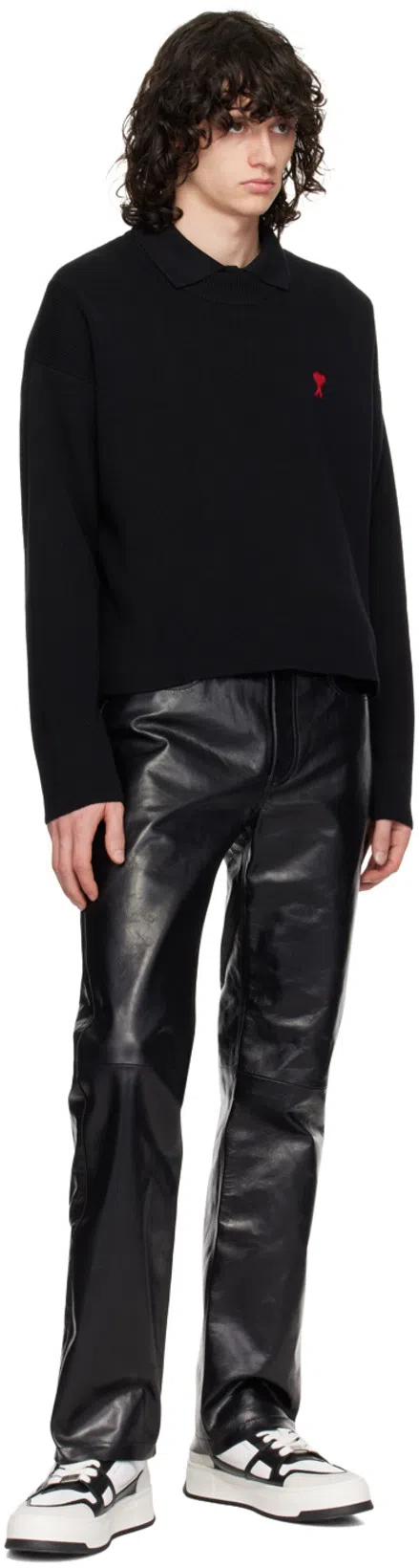 AMI ALEXANDRE MATTIUSSI Ami Paris Ami De Coeur Black Oversize T Shirt