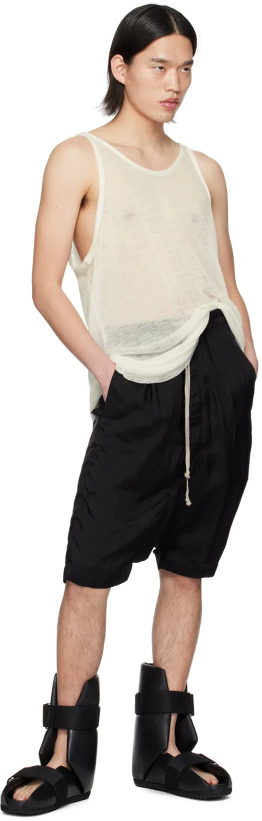 RICK OWENS Splint Open-toe Leather Boots In Black