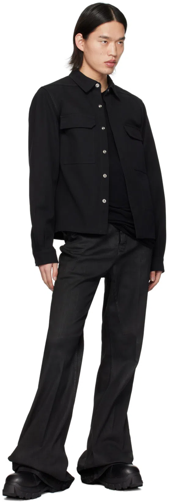 RICK OWENS Chunky Lace-up Leather Boots With Tractor Sole In Black