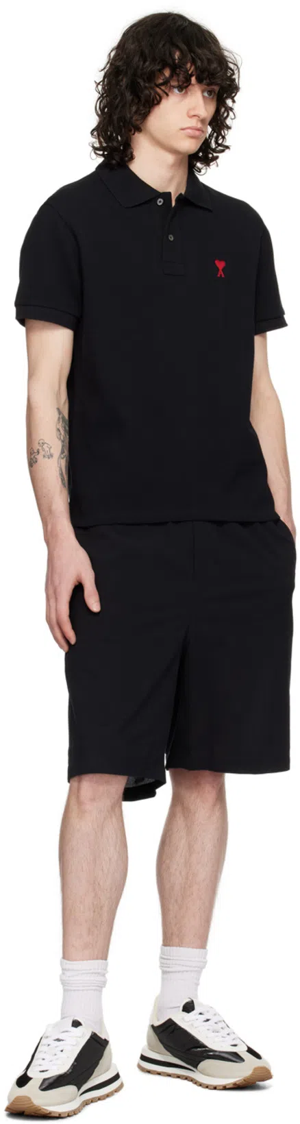 AMI ALEXANDRE MATTIUSSI Ami Paris Ami De Coeur Black Oversize T Shirt