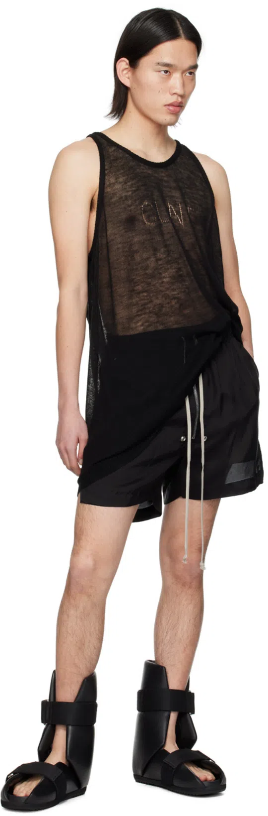 RICK OWENS Splint Open-toe Leather Boots In Black