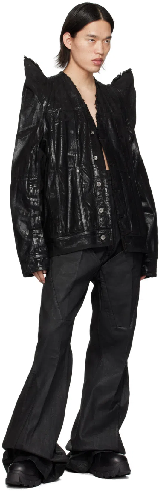 RICK OWENS Chunky Lace-up Leather Boots With Tractor Sole In Black