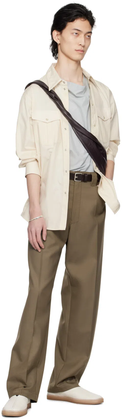 LEMAIRE Pantalone In Misto Lana Marrone Uomo In Brown