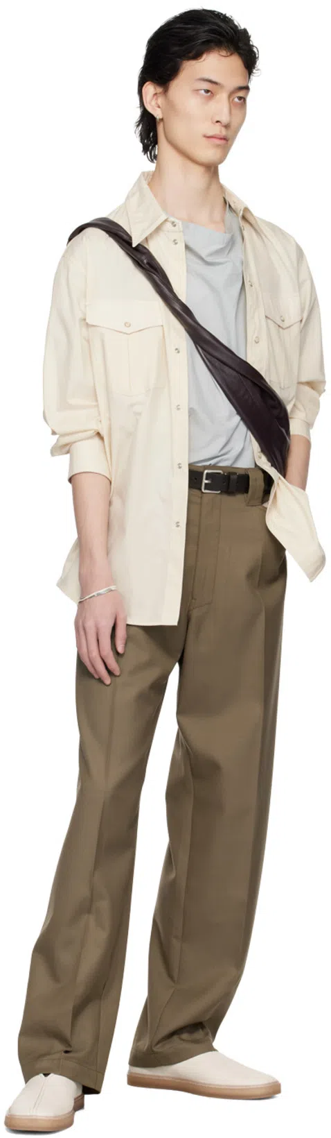 LEMAIRE Pantalone In Misto Lana Marrone Uomo In Brown