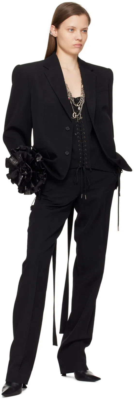 JEAN PAUL GAULTIER Einreihiger Blazer Mit Corsage In Black