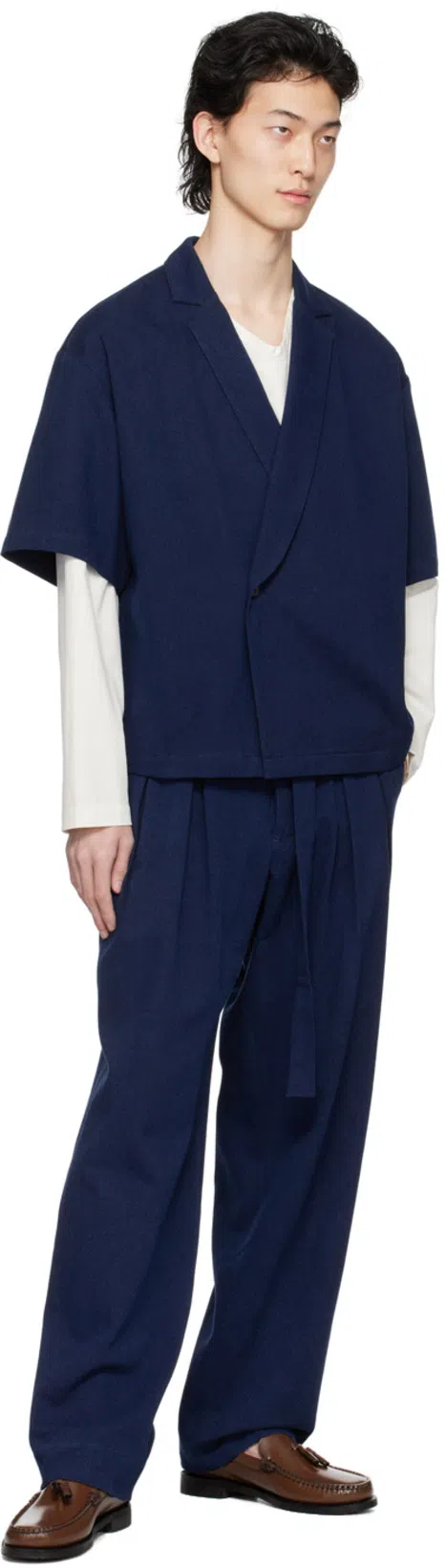 LEMAIRE White Poplin V-neck Shirt