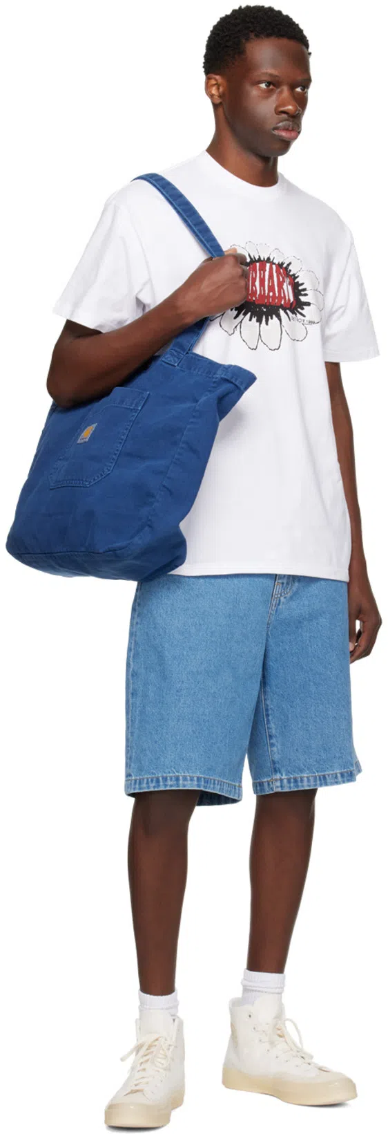 CONVERSE Logo Embroidered High Upper Board Shoes In White