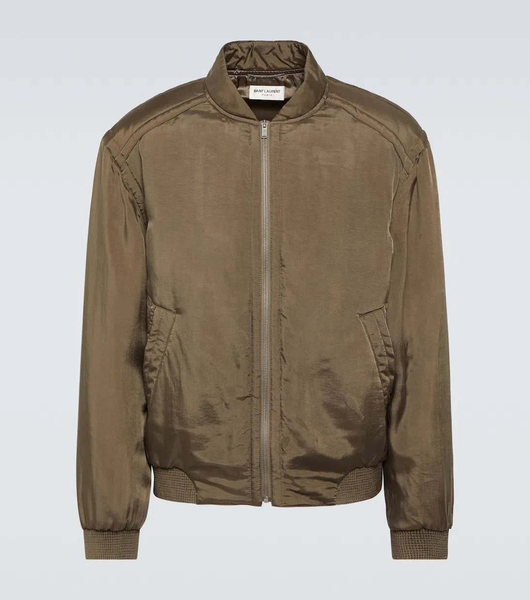 SAINT LAURENT Ter-repllent Serge Nylon Bomber Jacket In Brown