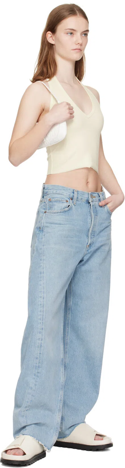AGOLDE Blue Jeans With Wide Leg And Logo Patch On The Rear In Multicolor