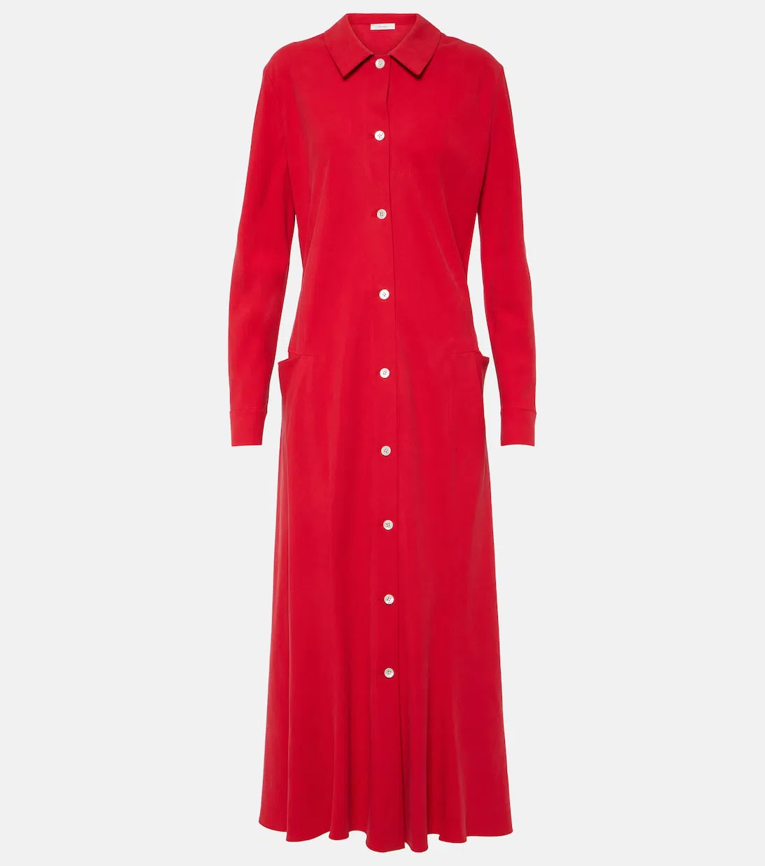 THE ROW Myra Maxi Silk Shirt Dress In Red