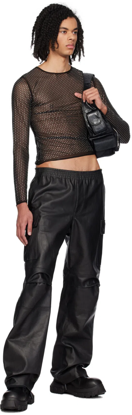 RICK OWENS Chunky Lace-up Leather Boots With Tractor Sole In Black