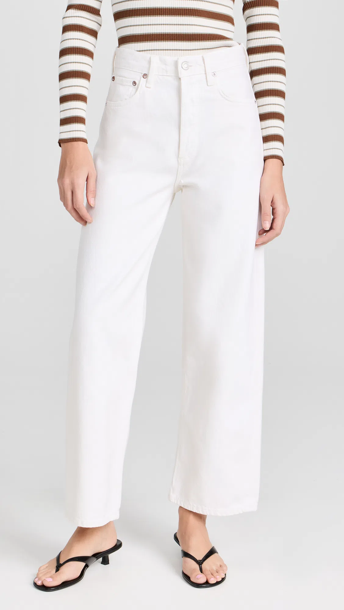 AGOLDE 90s Crop Mid Rise Loose Straight Jean In Element In White