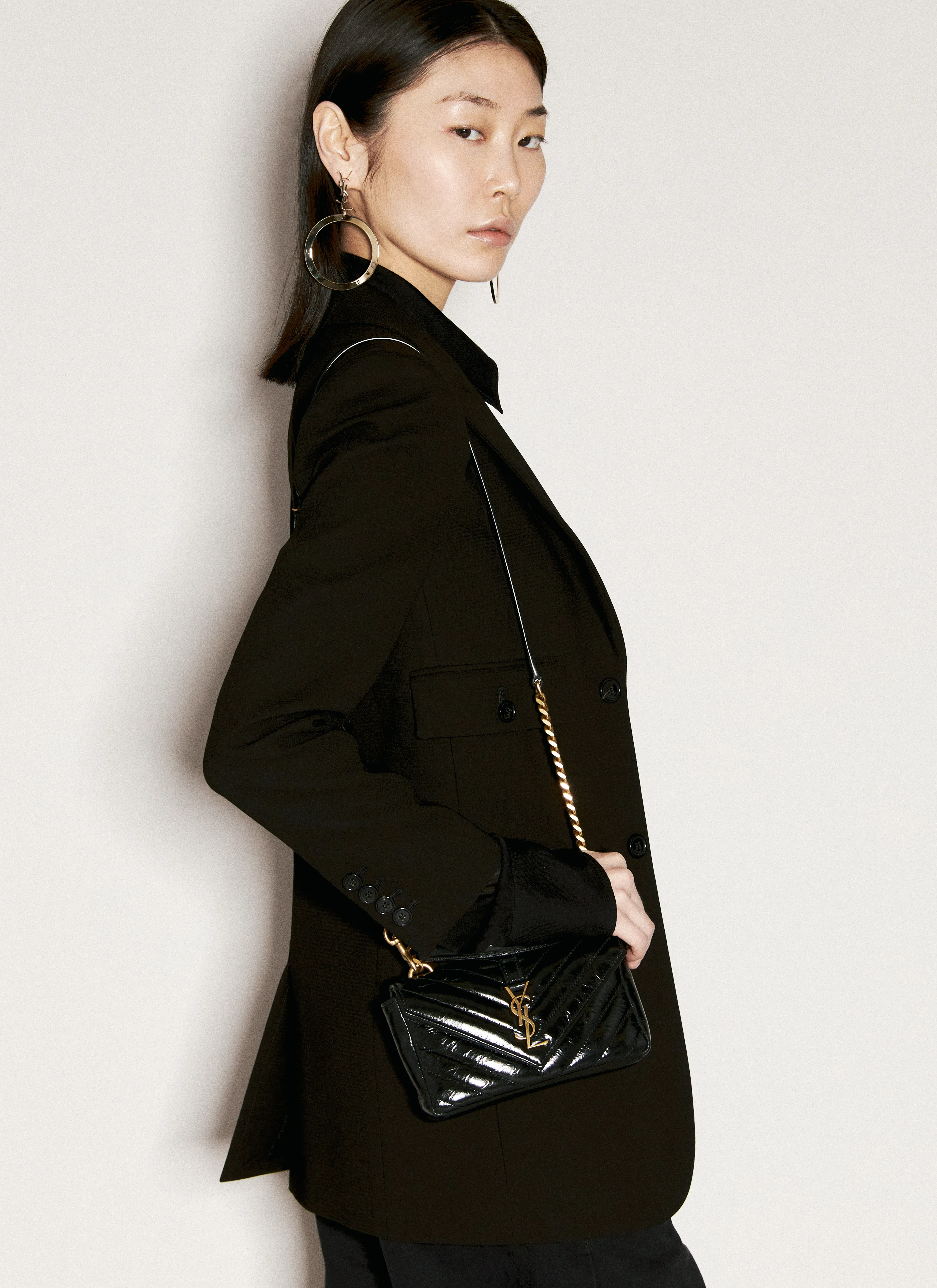 SAINT LAURENT Black Shirt With Transparent Effect In Jersey Crepe Woman In Multicolor