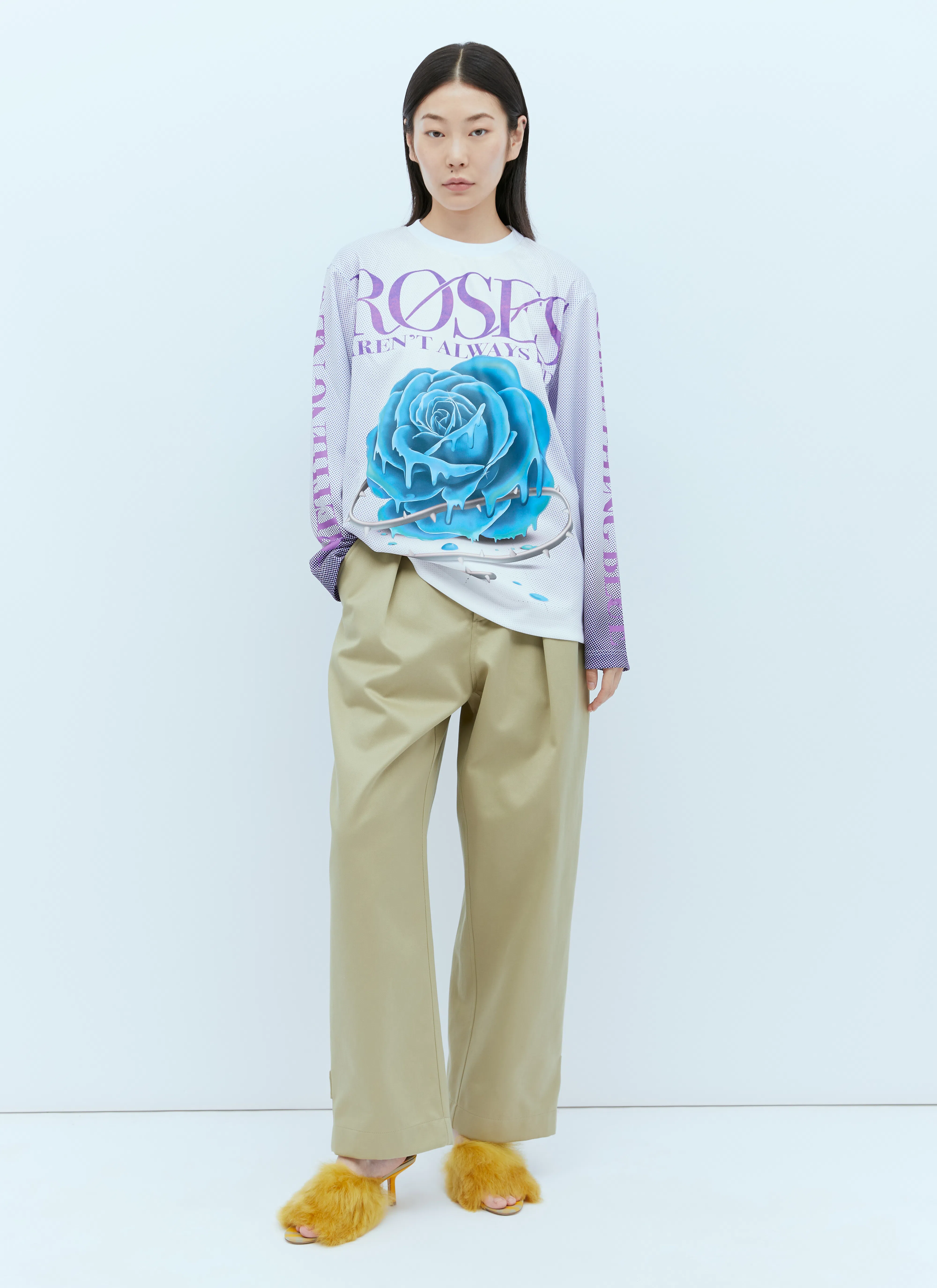 BURBERRY Jackie Shearling And Leather Mules In Yellow