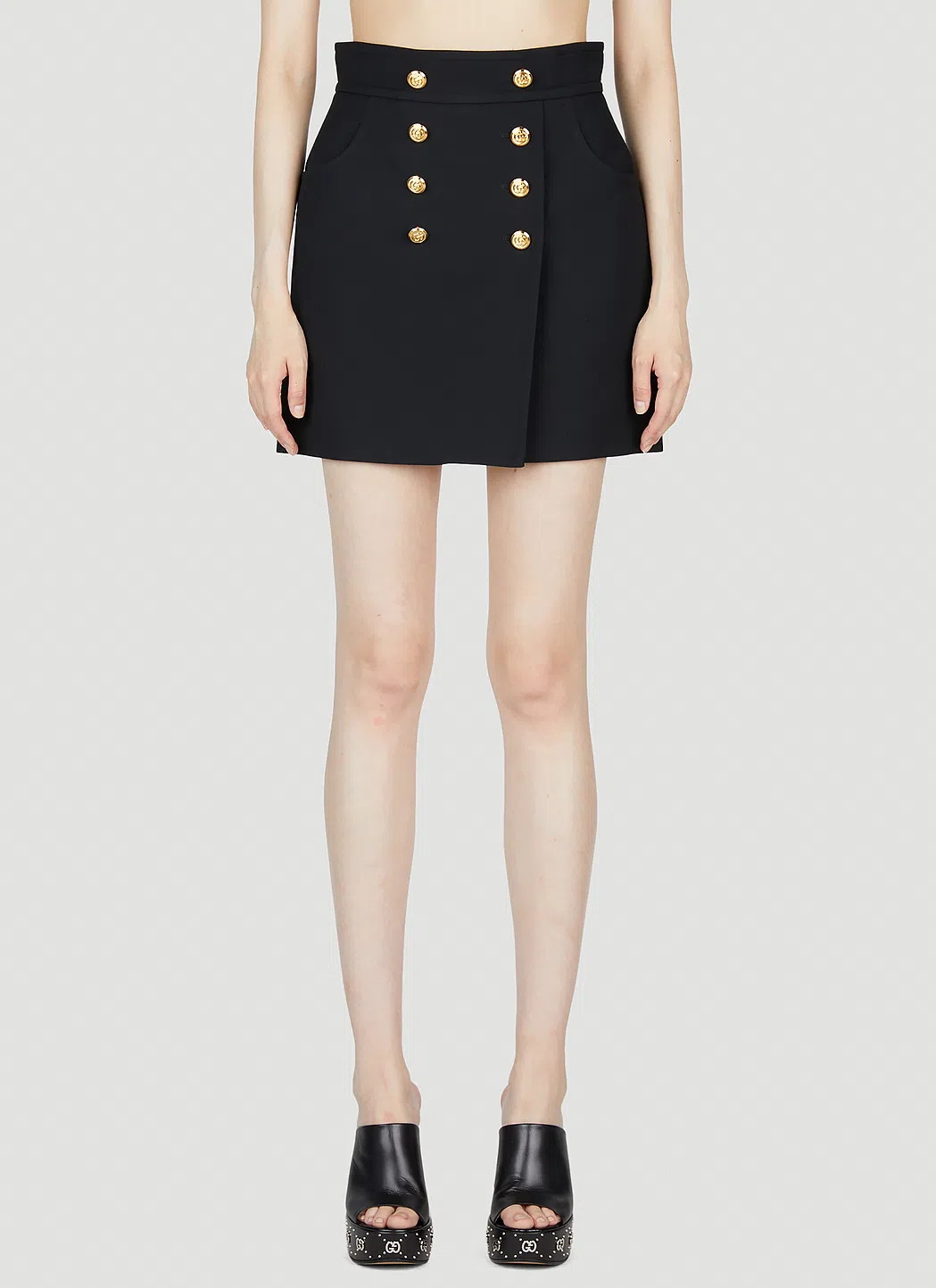 GUCCI Button-up Crepe Skirt In Black