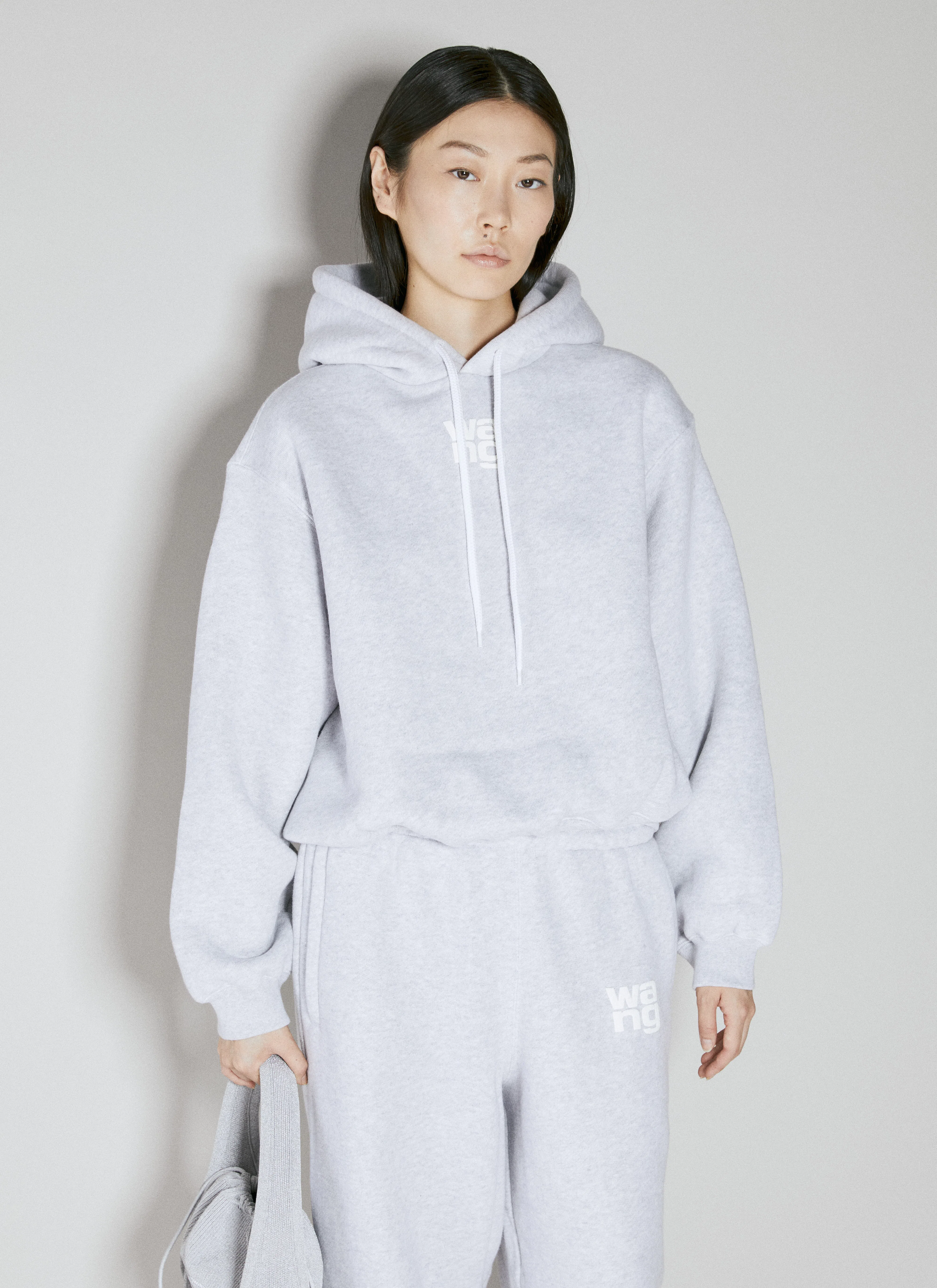 ALEXANDER WANG Puff Logo Sweatpant In Structured Terry In Grey