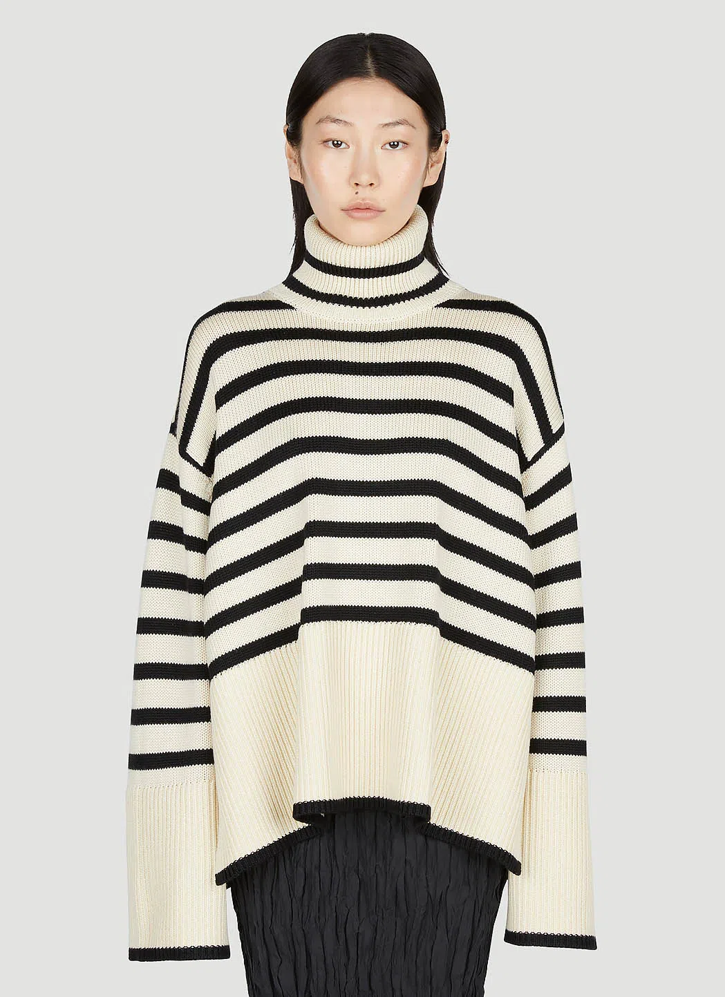 TOTÊME Toteme Striped Wool Cotton Turtleneck In Neutral