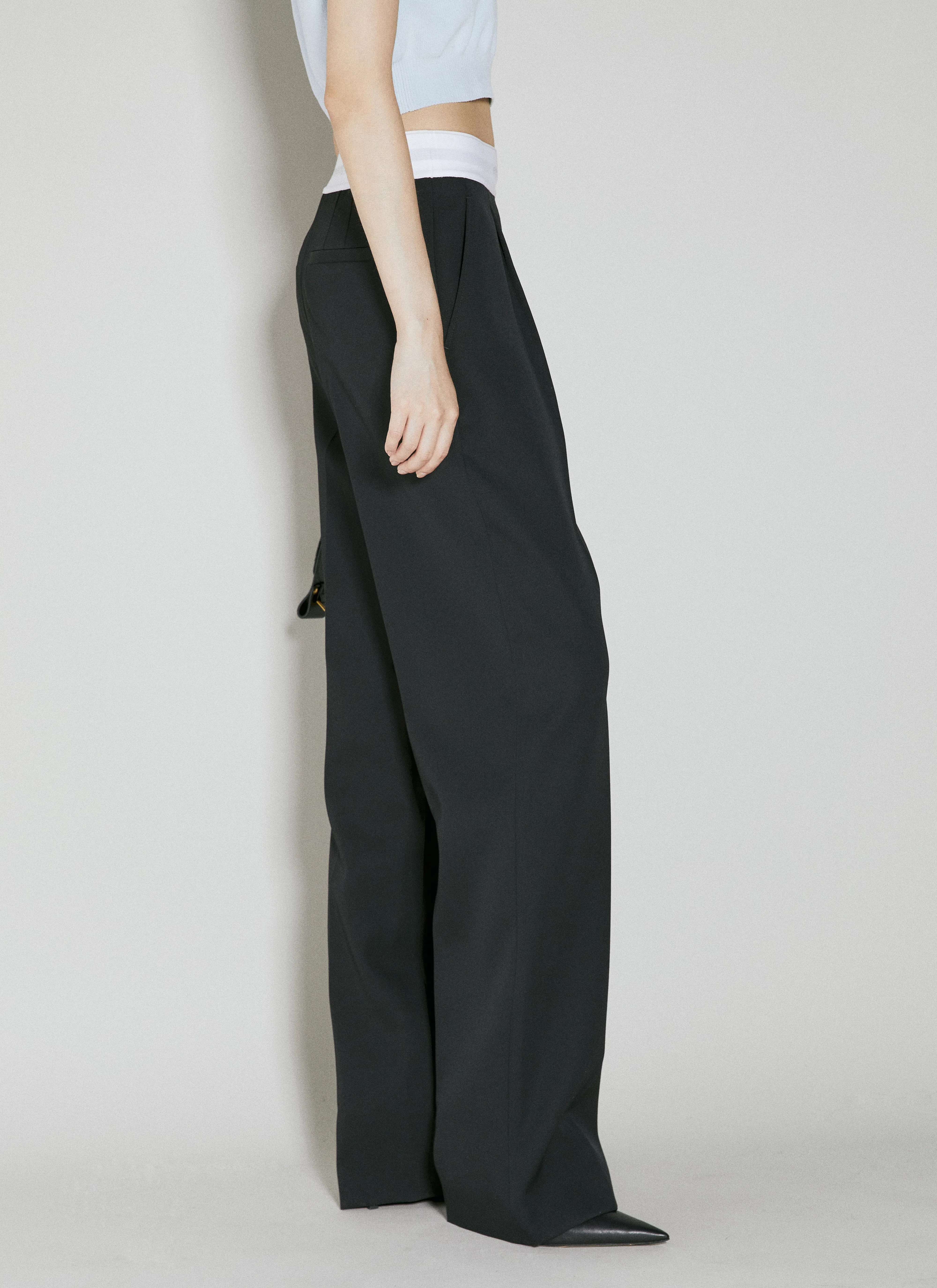 ALEXANDER WANG Wide Leg Sweatpants With Elastic Exposed Brief In Black