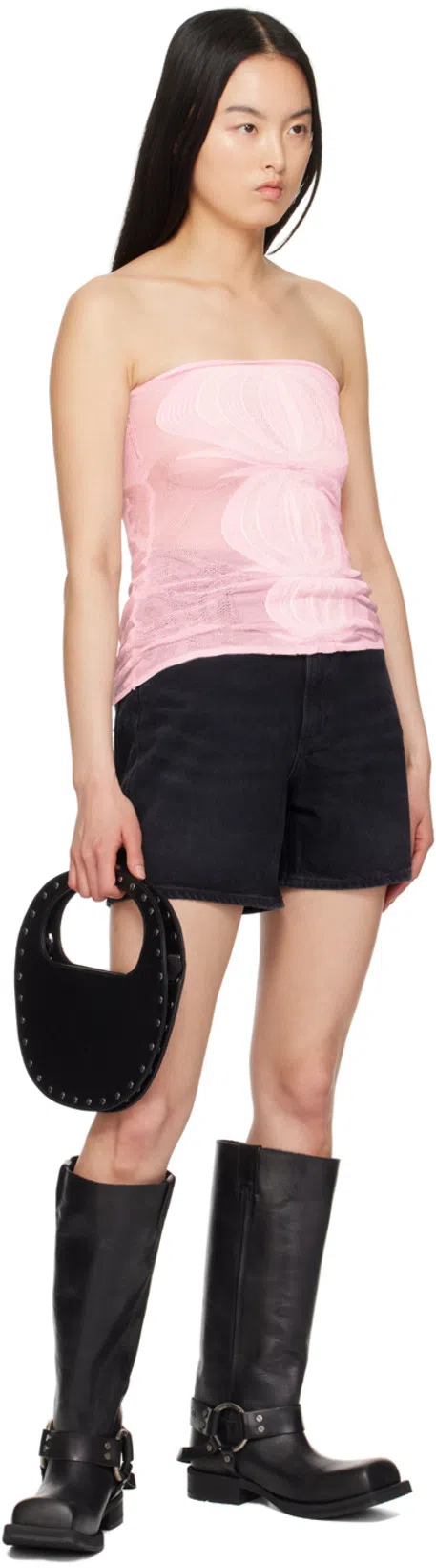 AGOLDE Parker Black Distressed Denim Shorts In Fallen