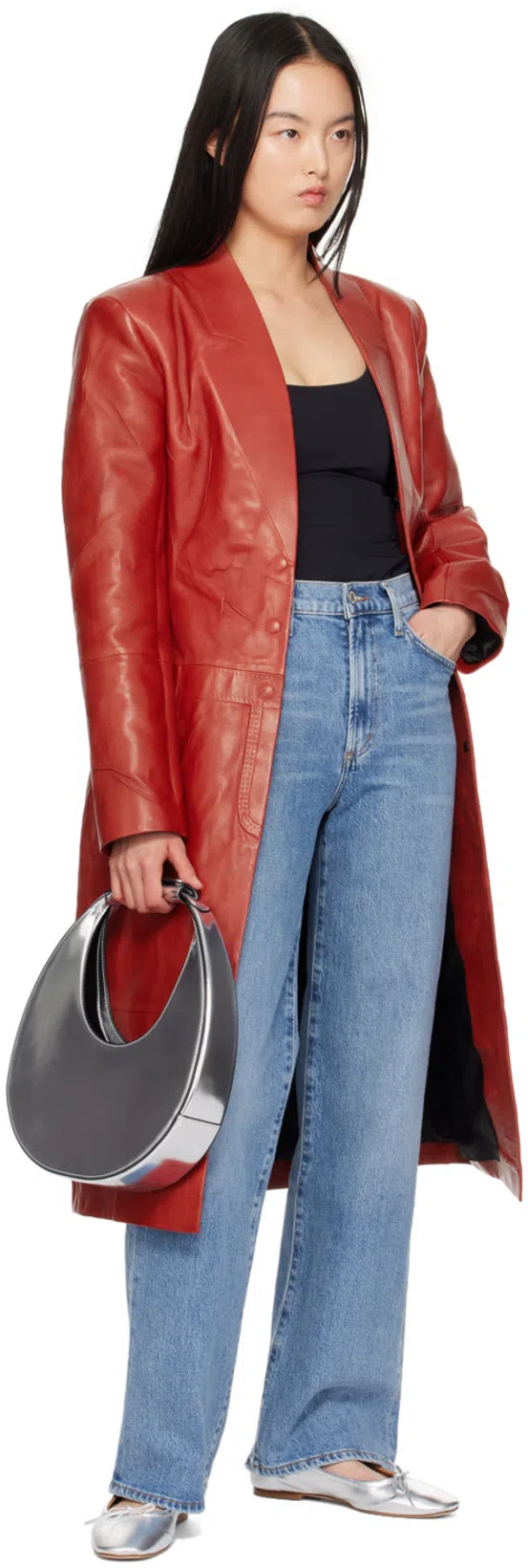 ACNE STUDIOS Leather Coat In Red