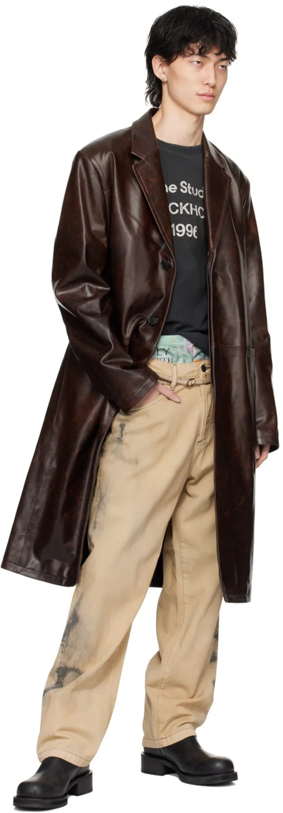 ACNE STUDIOS Men Crew Neck T-shirt With Print In Black