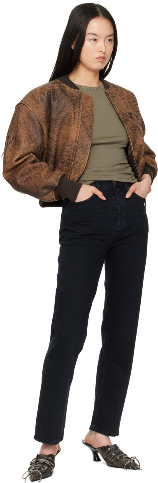 AGOLDE Black 90s Pinch Waist High Rise Straight Jeans In Paradox