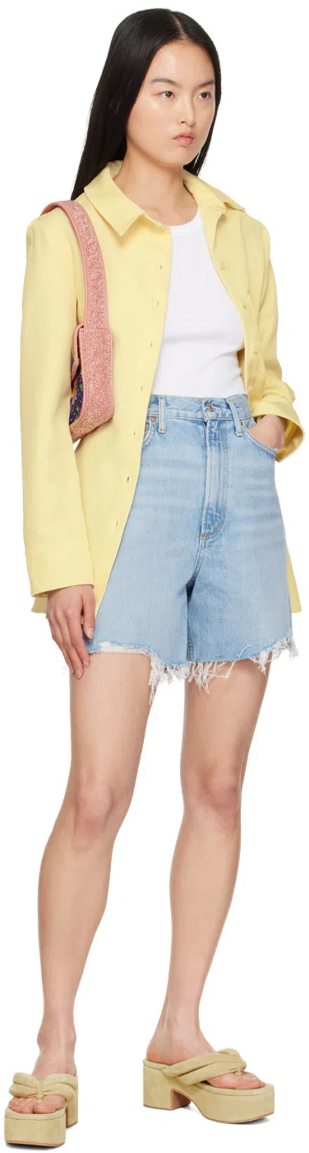 AGOLDE Blue Stella Denim Shorts In Agreement