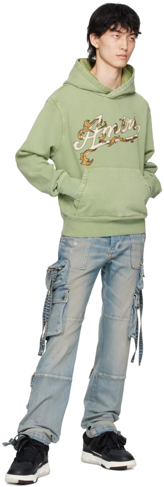 AMIRI Low Top Sneakers Contrast Sole Design In Black