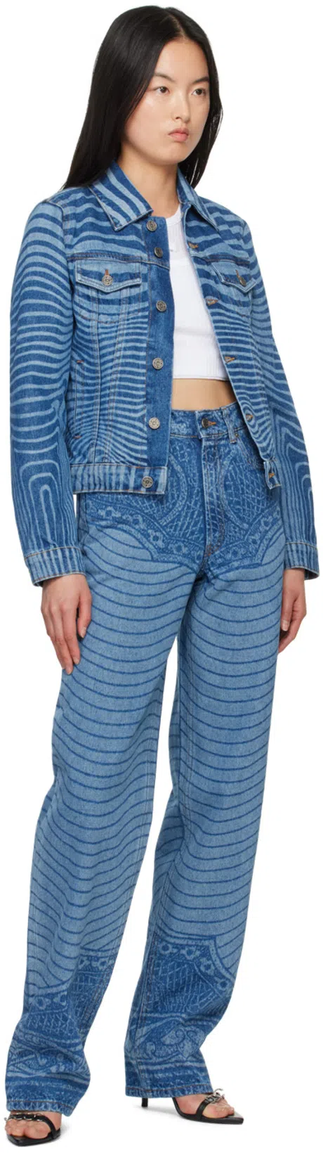 JEAN PAUL GAULTIER Blue Laser Printed Denim Jacket In 57 Vintageblue