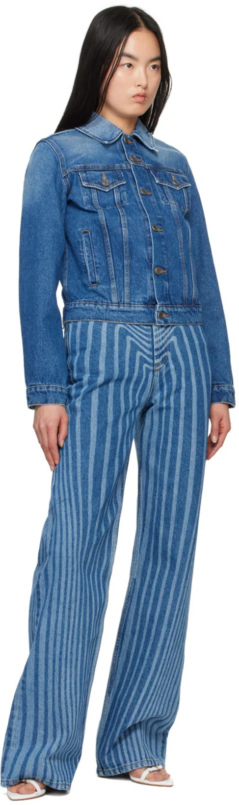 JEAN PAUL GAULTIER Printed Denim Jacket In Blue