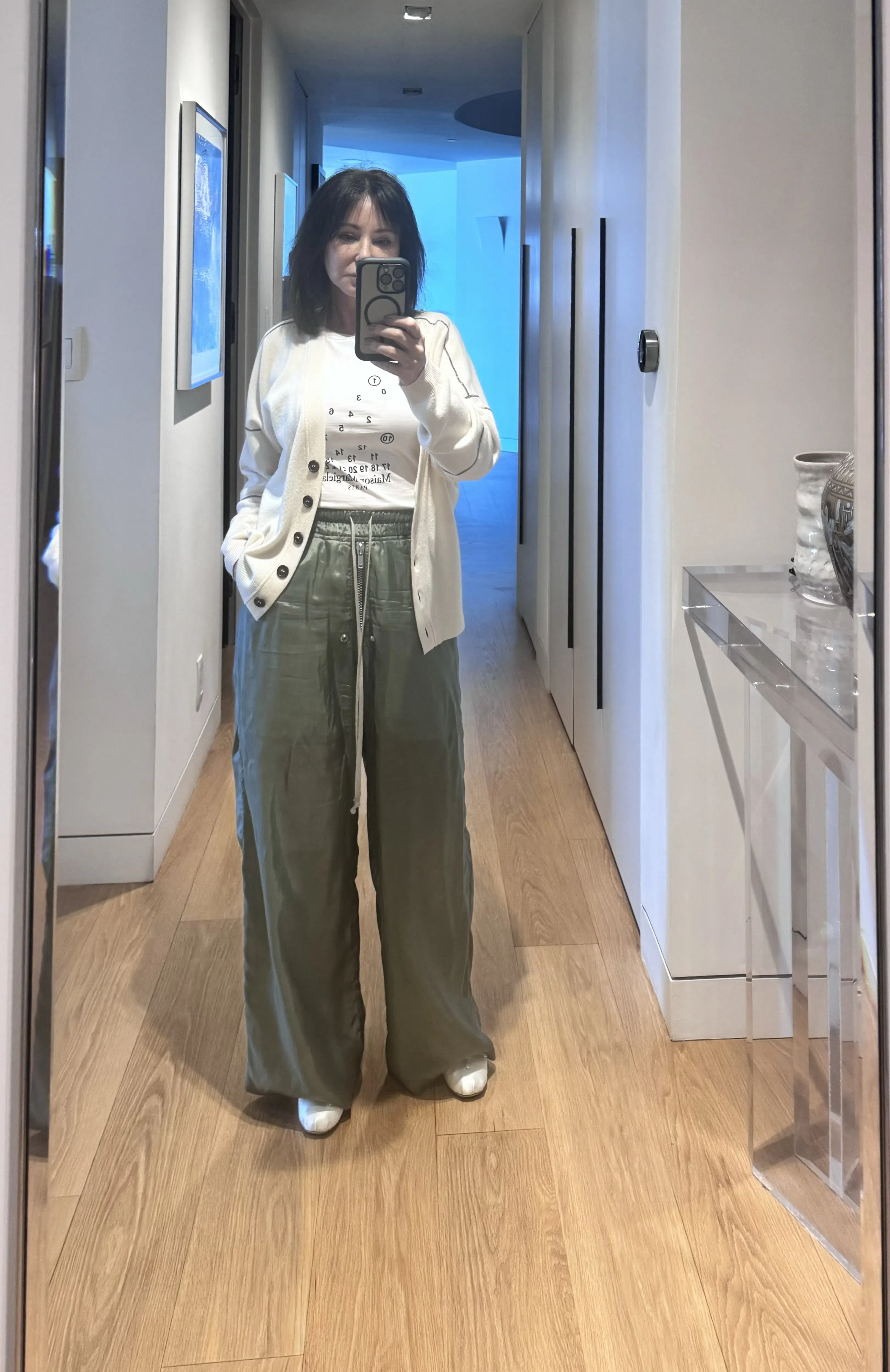 MIU MIU Leather Mary Jane Ballerina Flats In Bianco