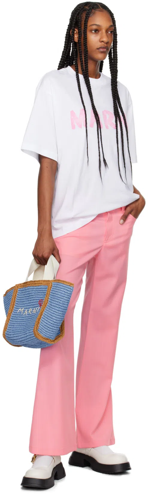 MARNI 20mm Mary Jane Leather Shoes In Lily White