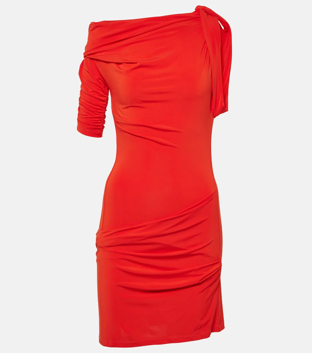 JACQUEMUS Draped One Shoulder Mini Dress In Red