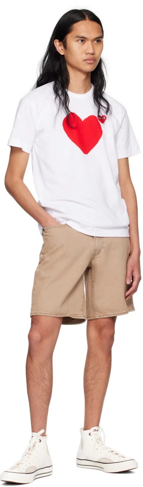 CONVERSE Logo Embroidered High Upper Board Shoes In White