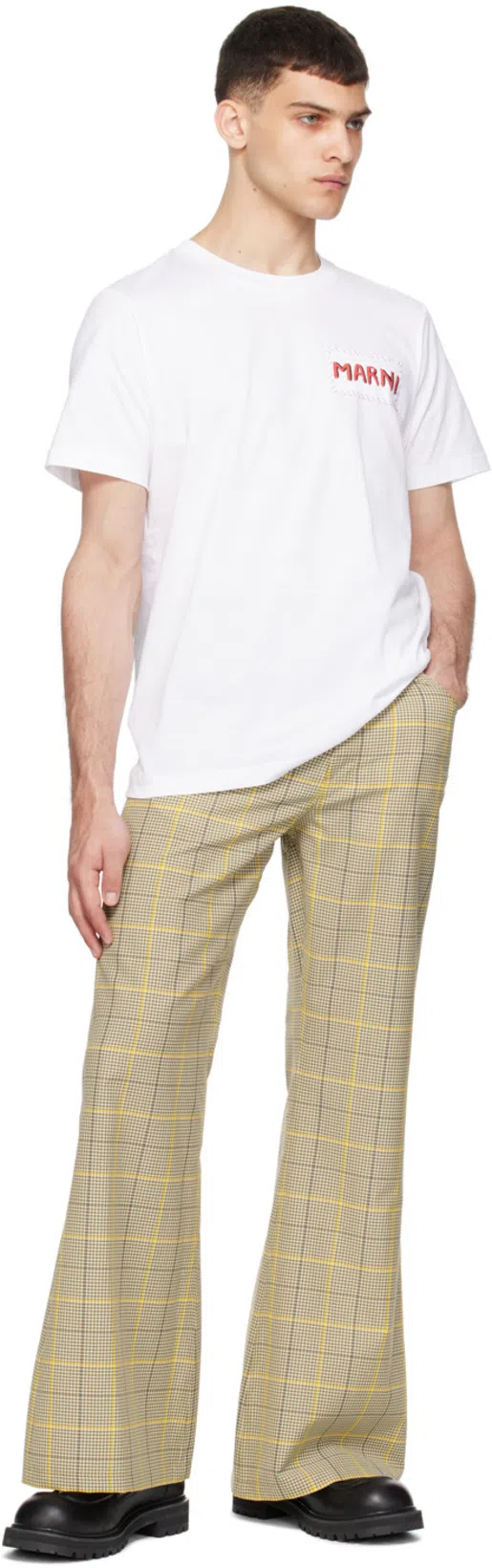 MARNI Men's Logo Patch T-shirt In White