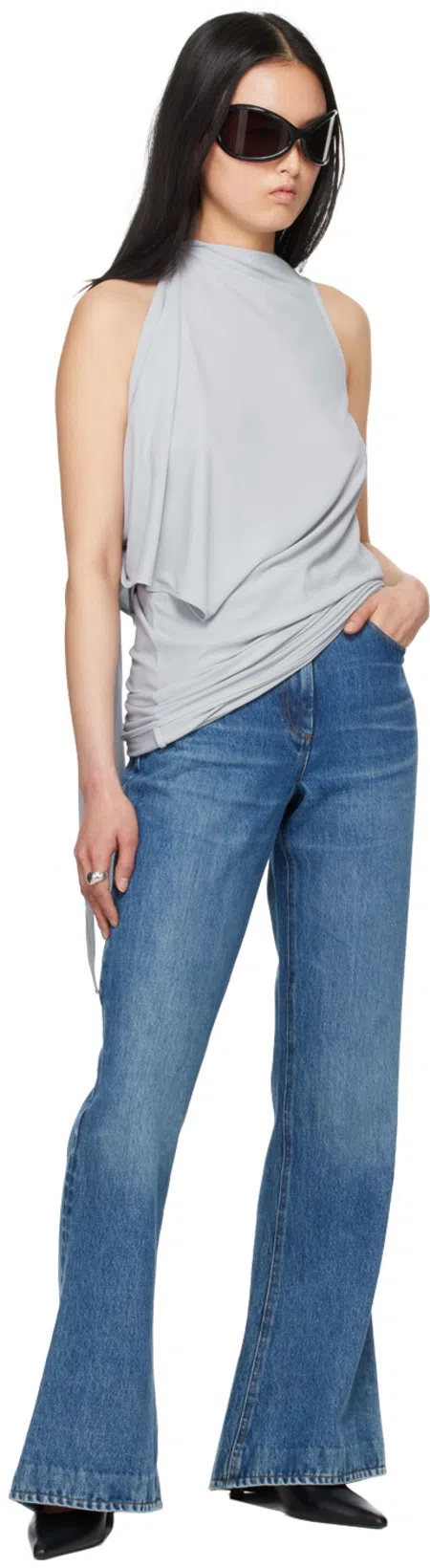 AARON ESH Blue Faded Jeans In Blue Wash