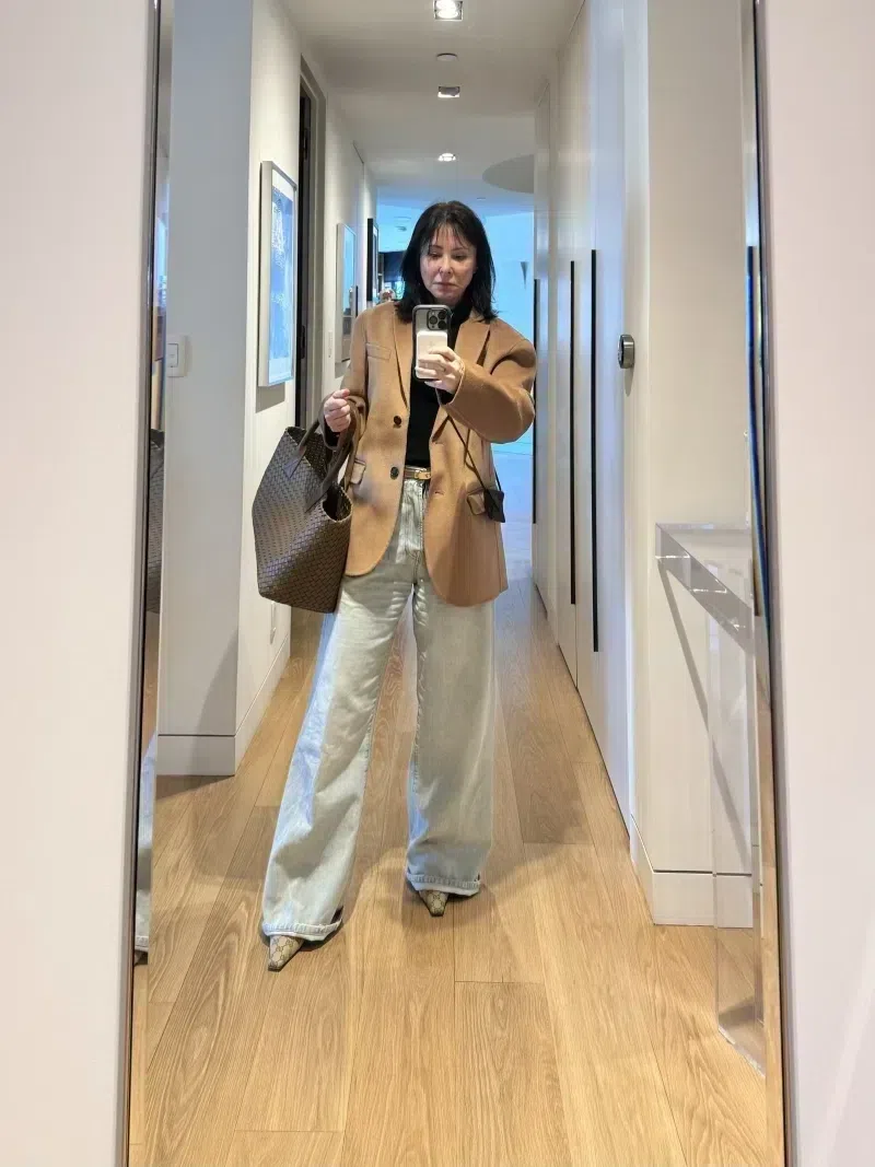 ANINE BING Oversized Wool-cashmere Blend Blazer In Brown