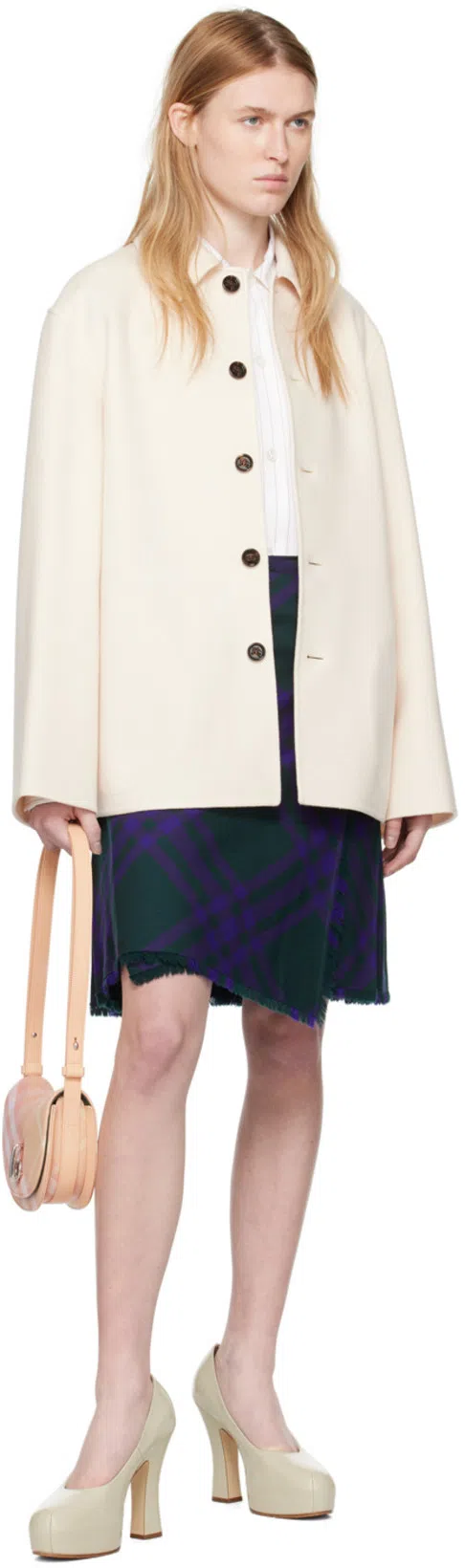 BURBERRY Asymmetrical High-waisted Silk Skirt With Plaid Pattern In Royalipcheck