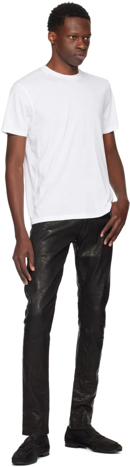 TOM FORD Mens White Crewneck Short-sleeve Cotton-blend Stretch-jersey T-shirt