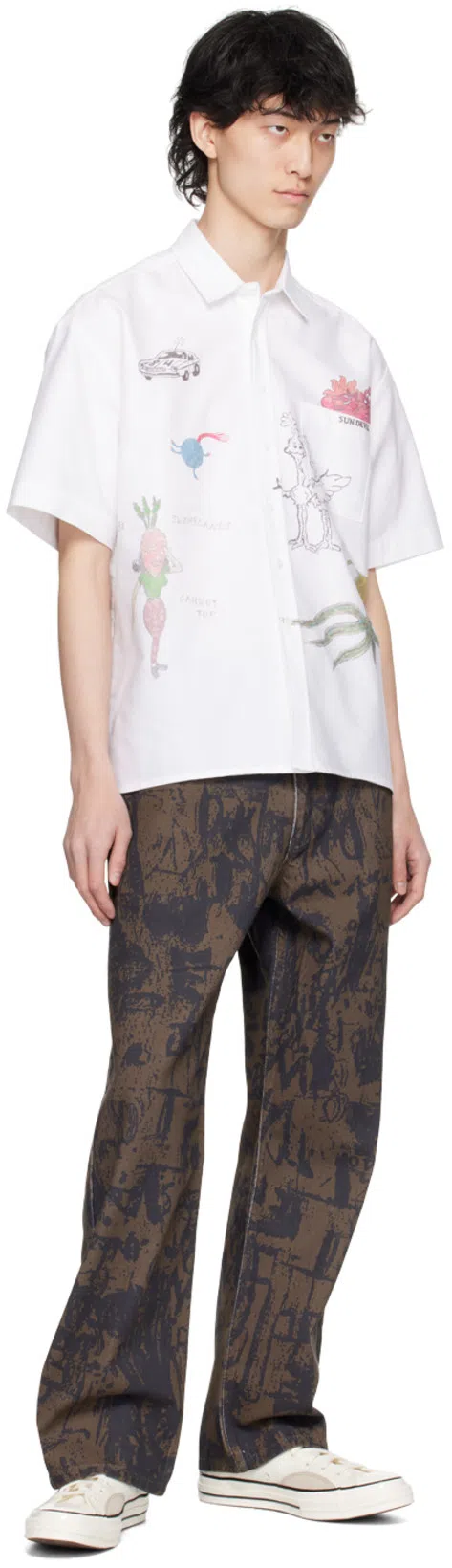 CONVERSE Logo Embroidered High Upper Board Shoes In White