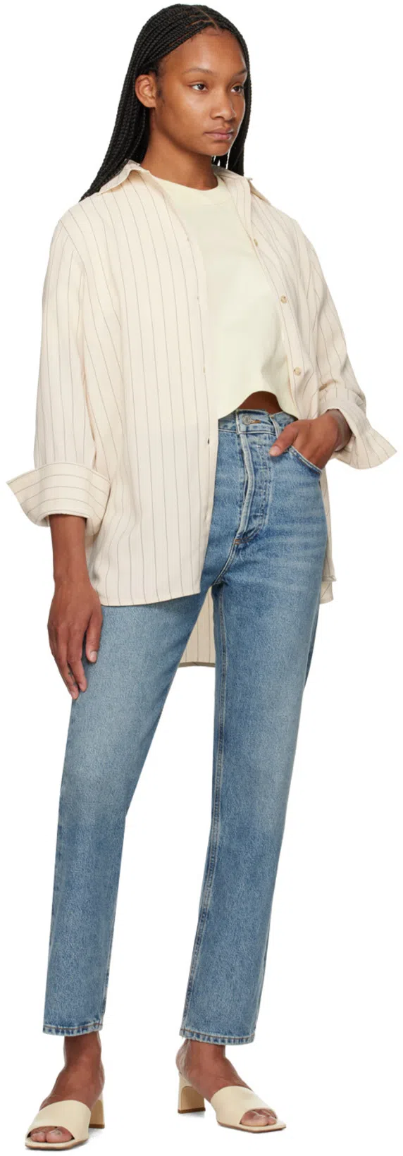 AGOLDE Riley Cropped Straight-leg Jeans In Blue
