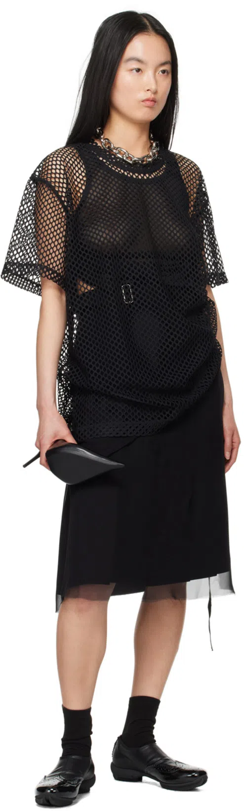 BALENCIAGA Knife Shoe Leather Clutch In Black