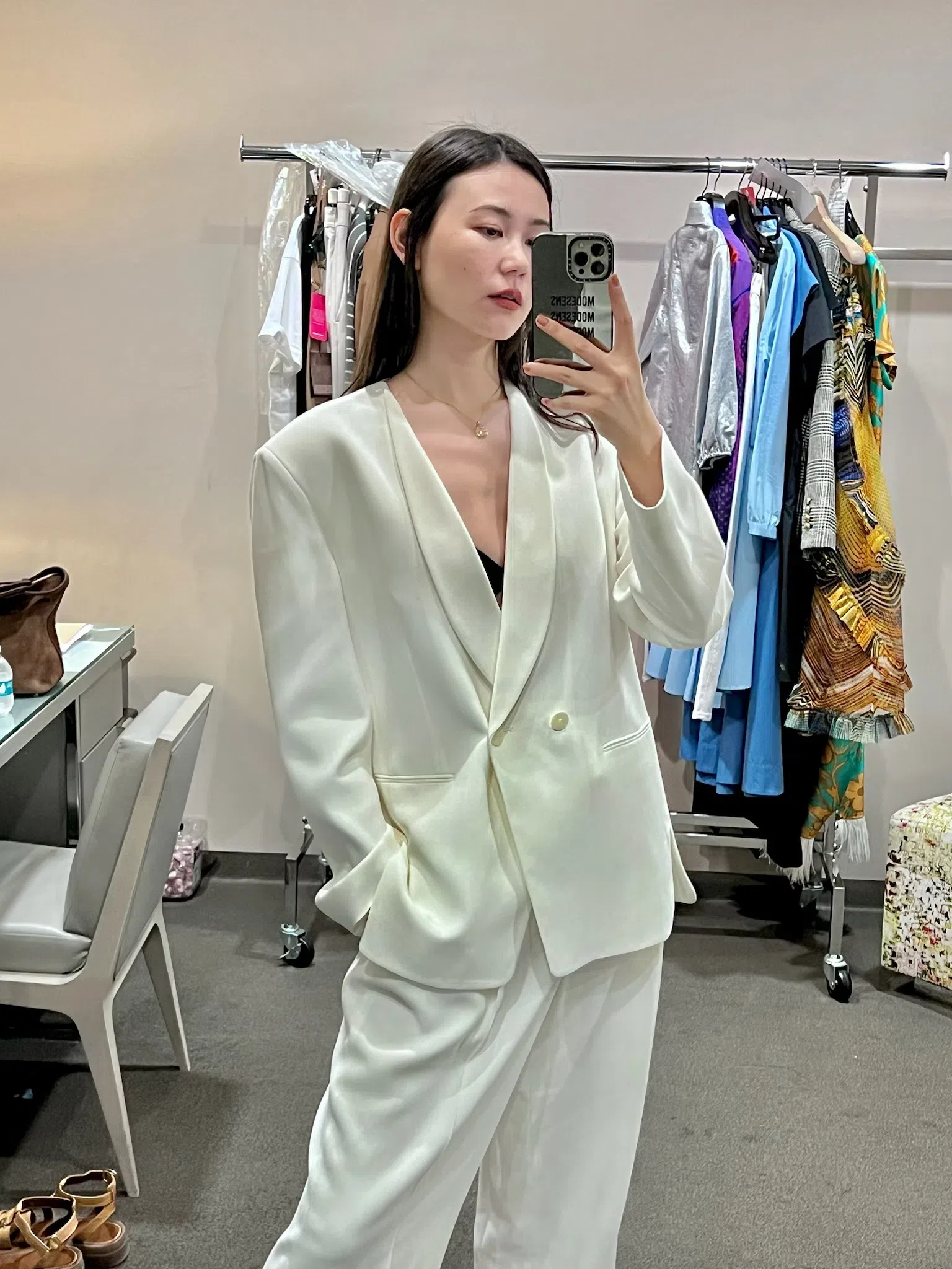 THE ROW White Linen Wide Trousers